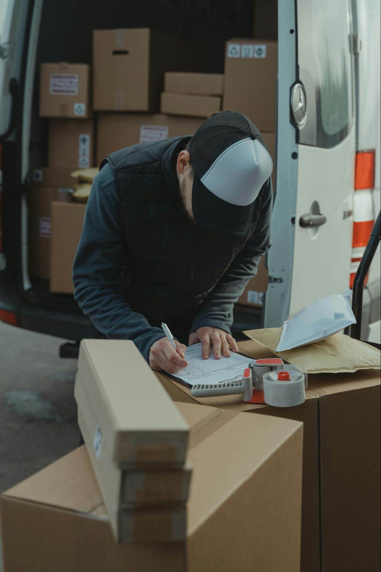Man listing all the boxes